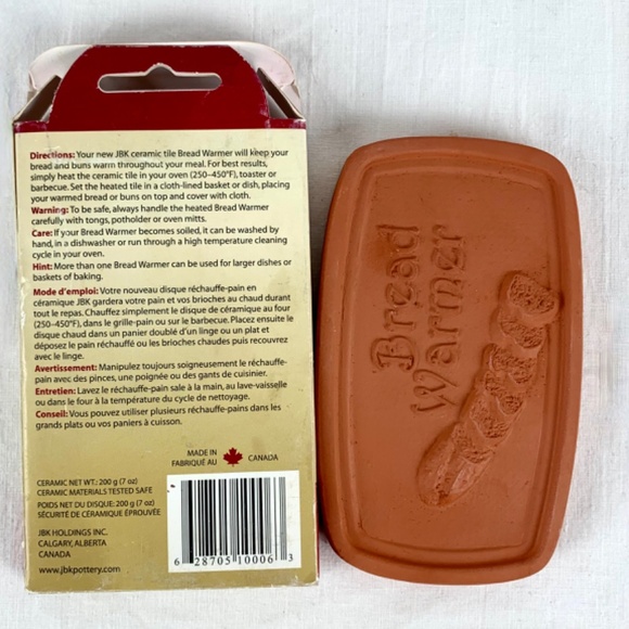 JBK Small Bread Warmer Pottery Ceramic Redware Tile 3 x 5 inches Original Box - Picture 5 of 9